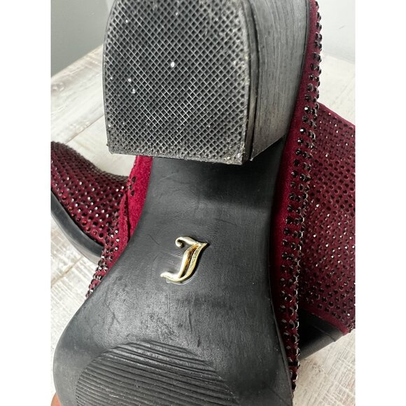 Juicy Coutyre Burgundy Women's Rhinestone Ankle Boots 5.5M - Picture 8 of 12
